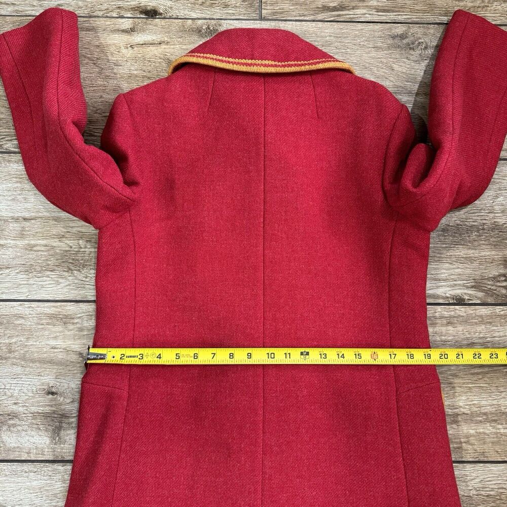 Vintage Red Wool Double Breast Coat Lined 1950s 1960s - Picture 9 of 15